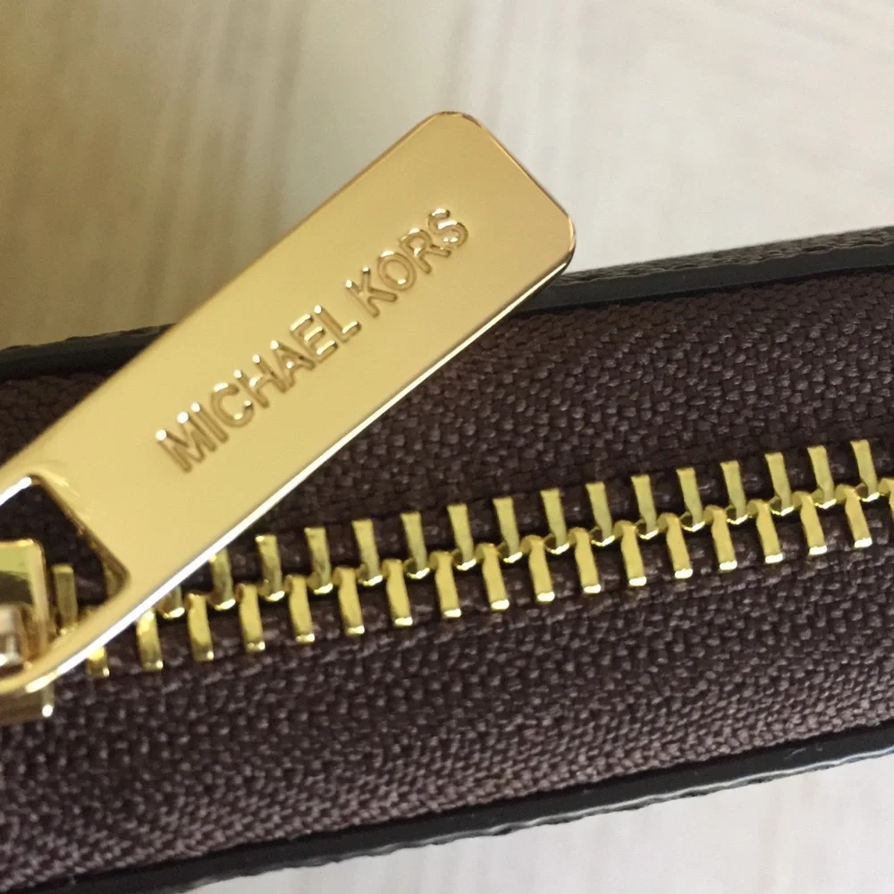 Michael Kors Center Stripe Brown Wallet, Wristlet